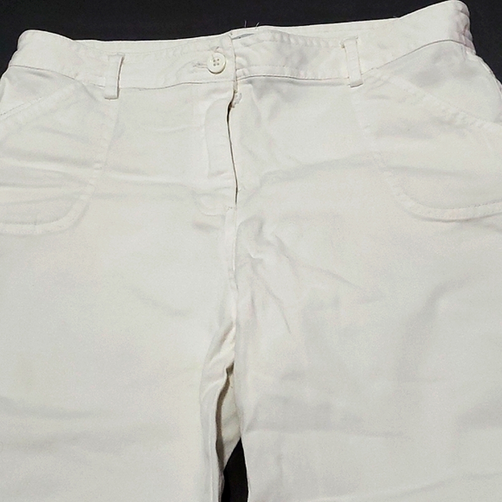 Retro 90s White Mid Rise Straight Leg Capri Jeans 6
